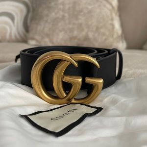 Authentic Gucci GG Marmont wide leather belt